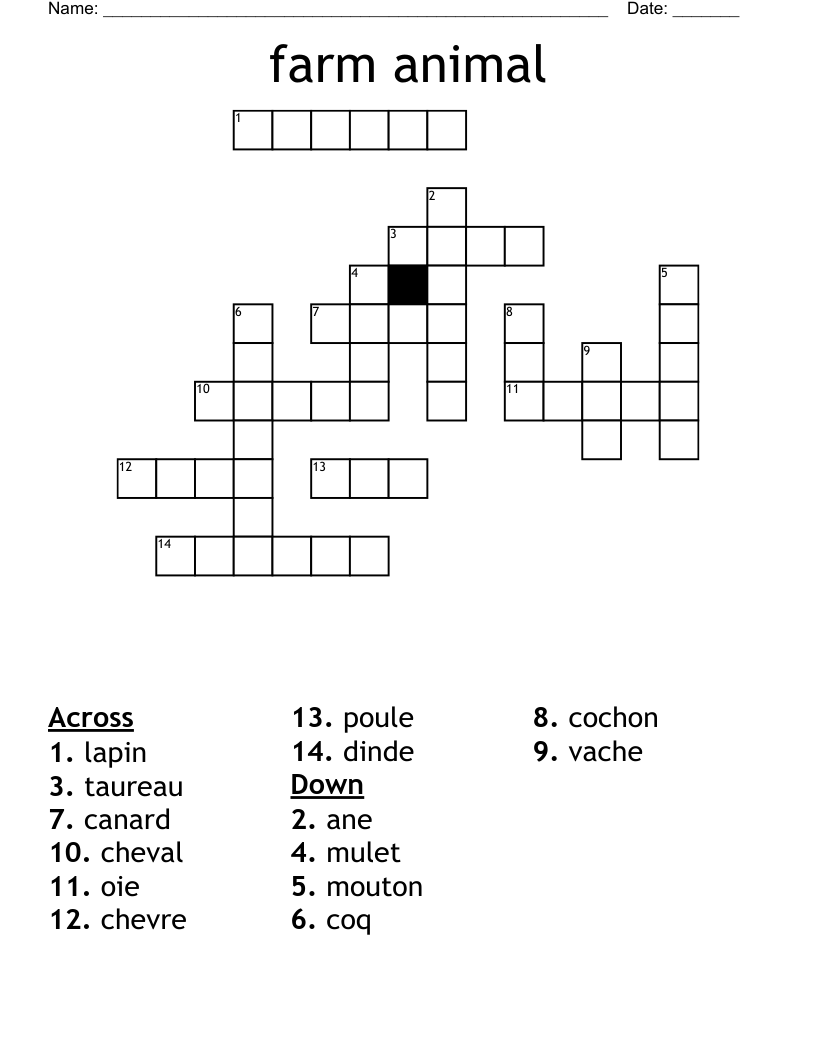 farm animal Crossword