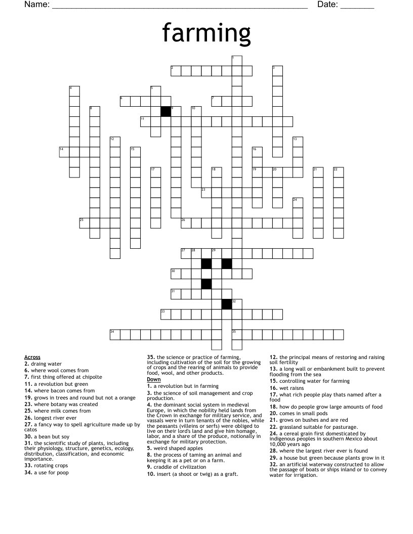 farming Crossword