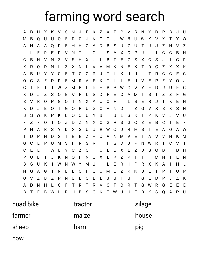 farming word search