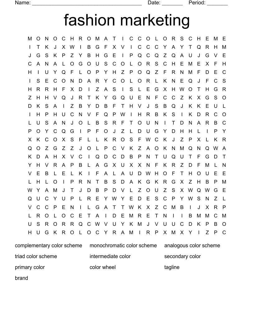 fashion marketing  Word Search