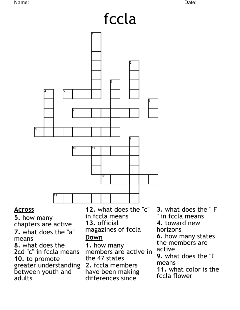 fccla Crossword