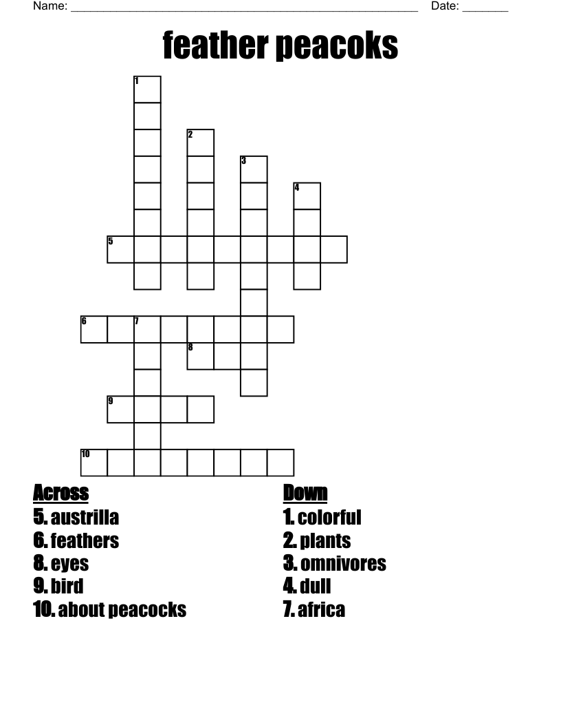 feather peacoks Crossword