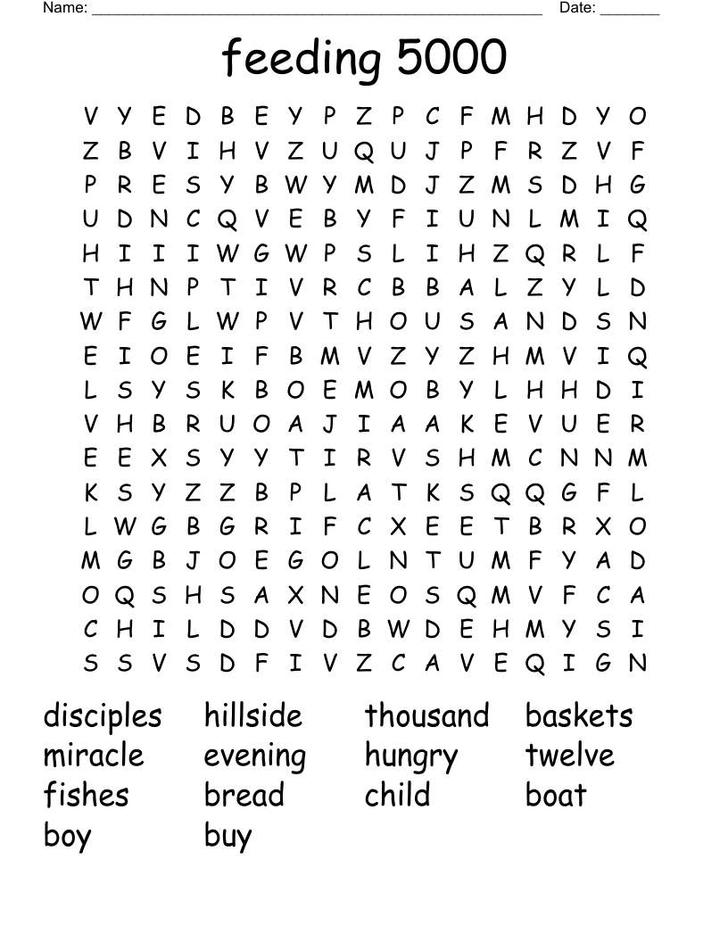 feeding 5000 Word Search