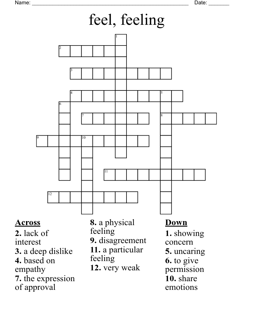 feel, feeling Crossword