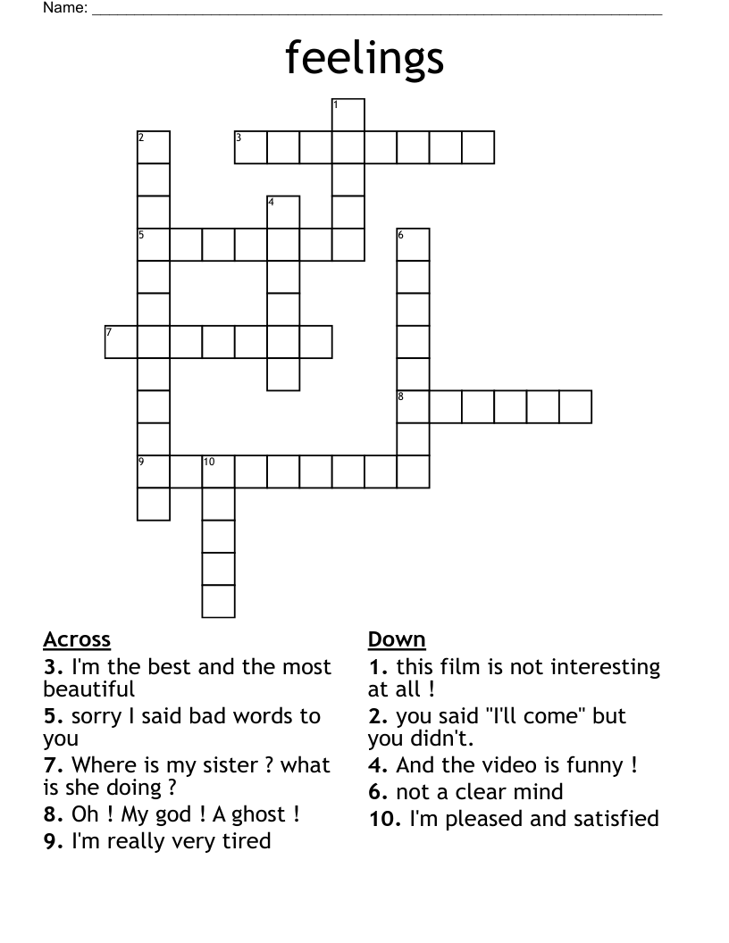 feelings Crossword