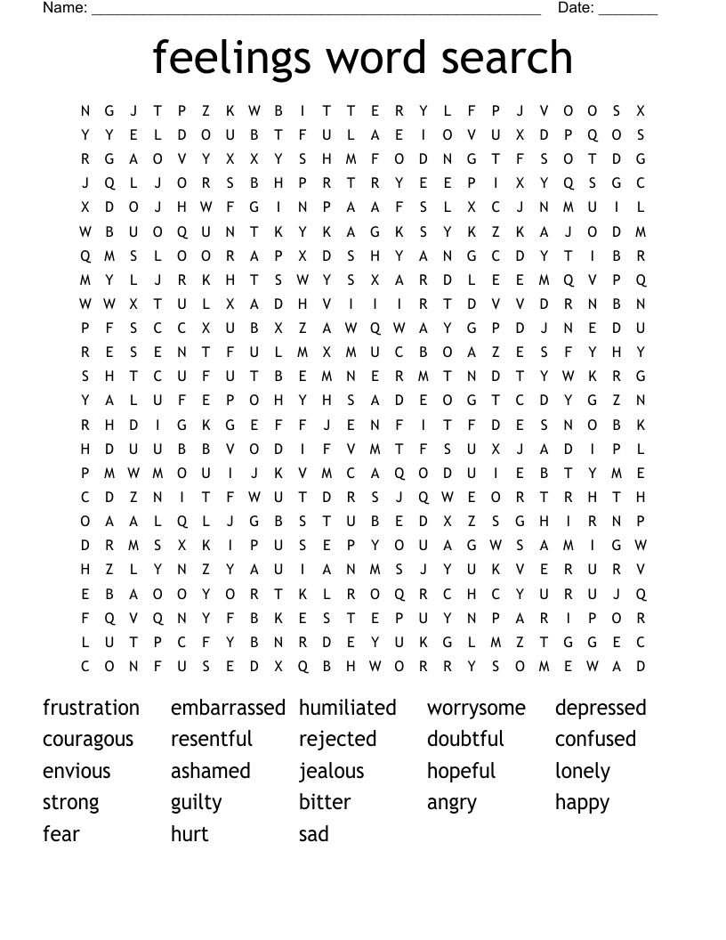 feelings word search