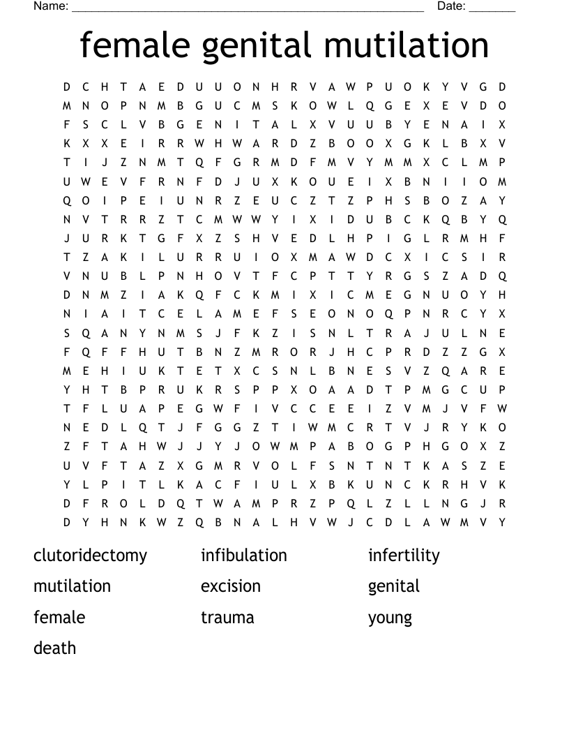 female genital mutilation Word Search