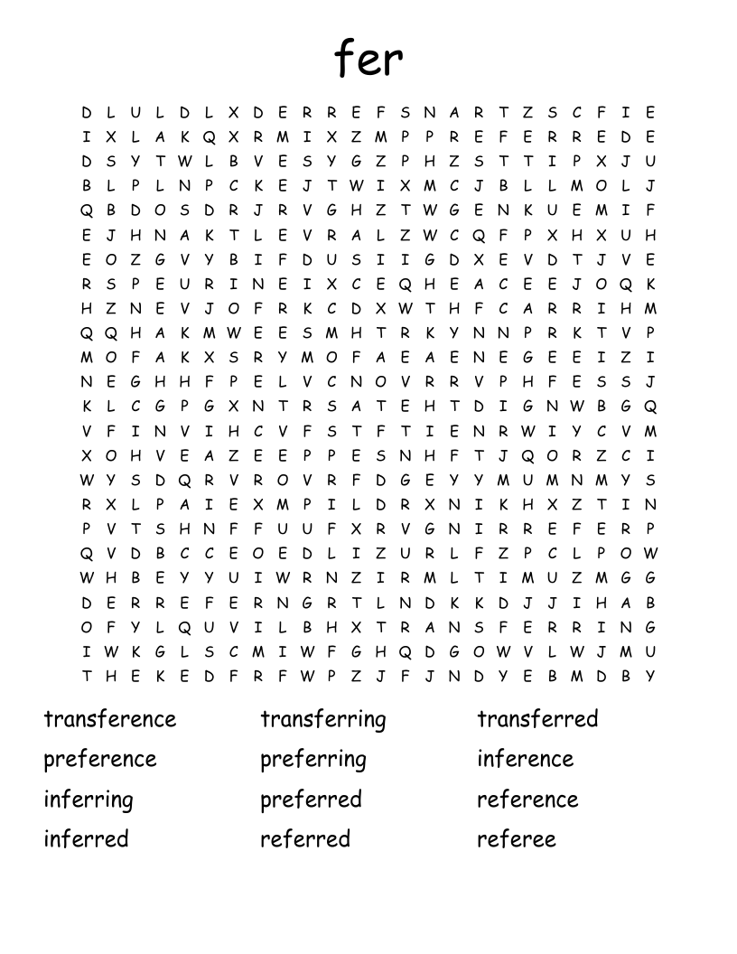 fer Word Search