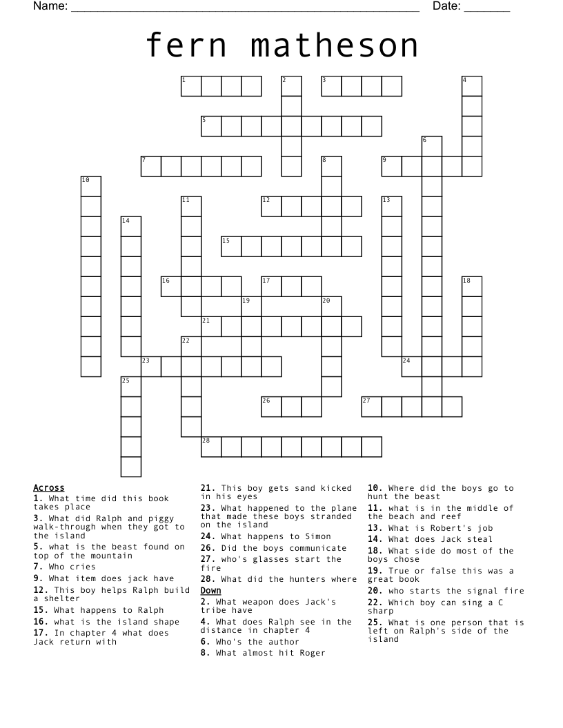 fern matheson Crossword