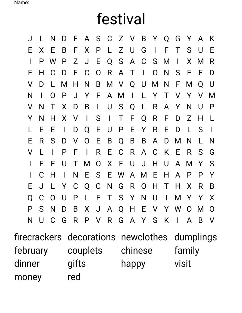 festival Word Search