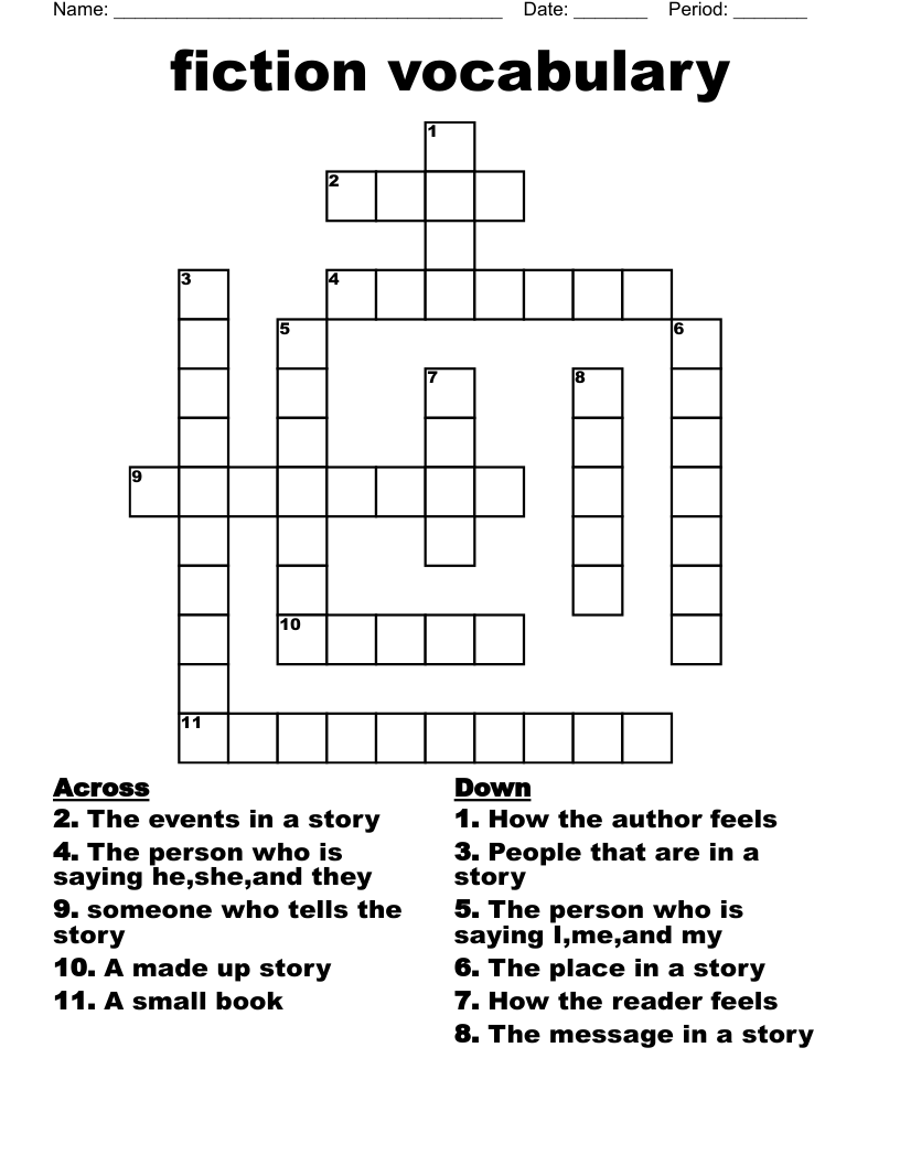 fiction vocabulary  Crossword