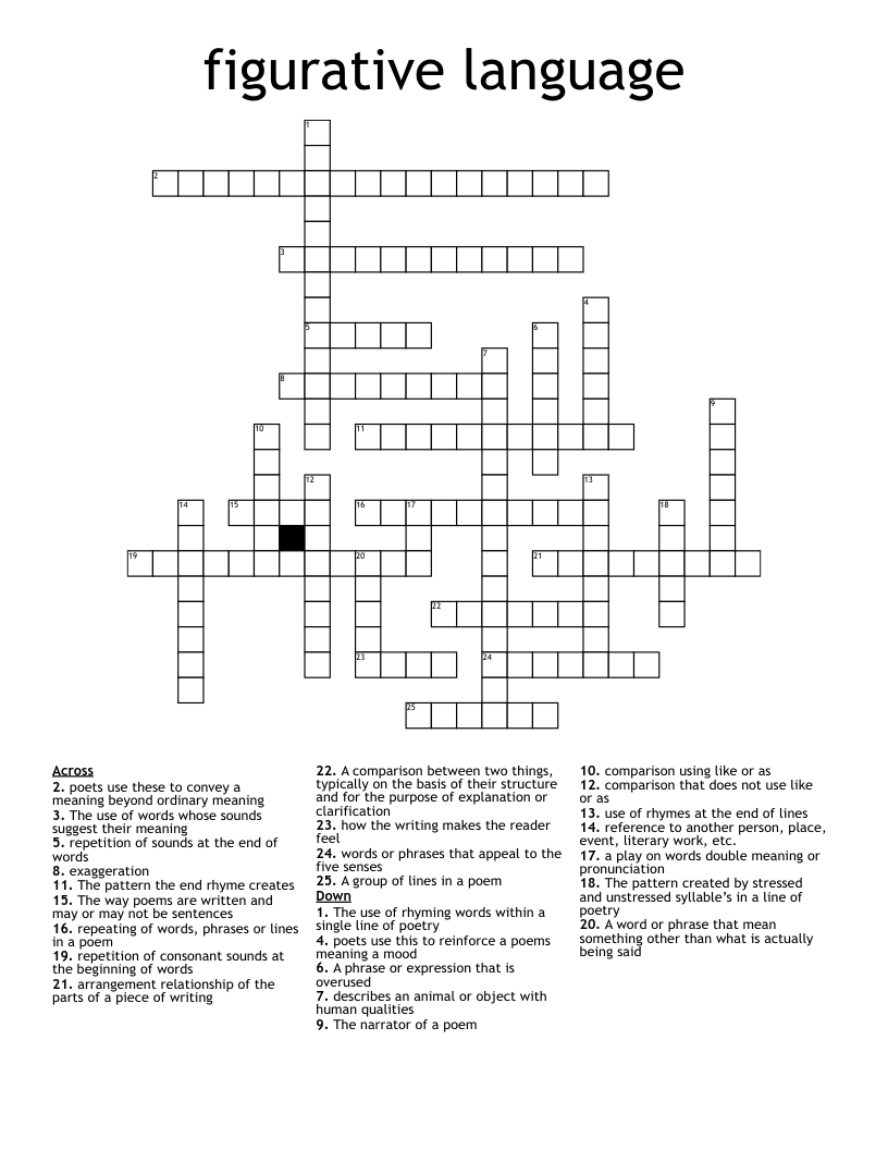 figurative language  Crossword