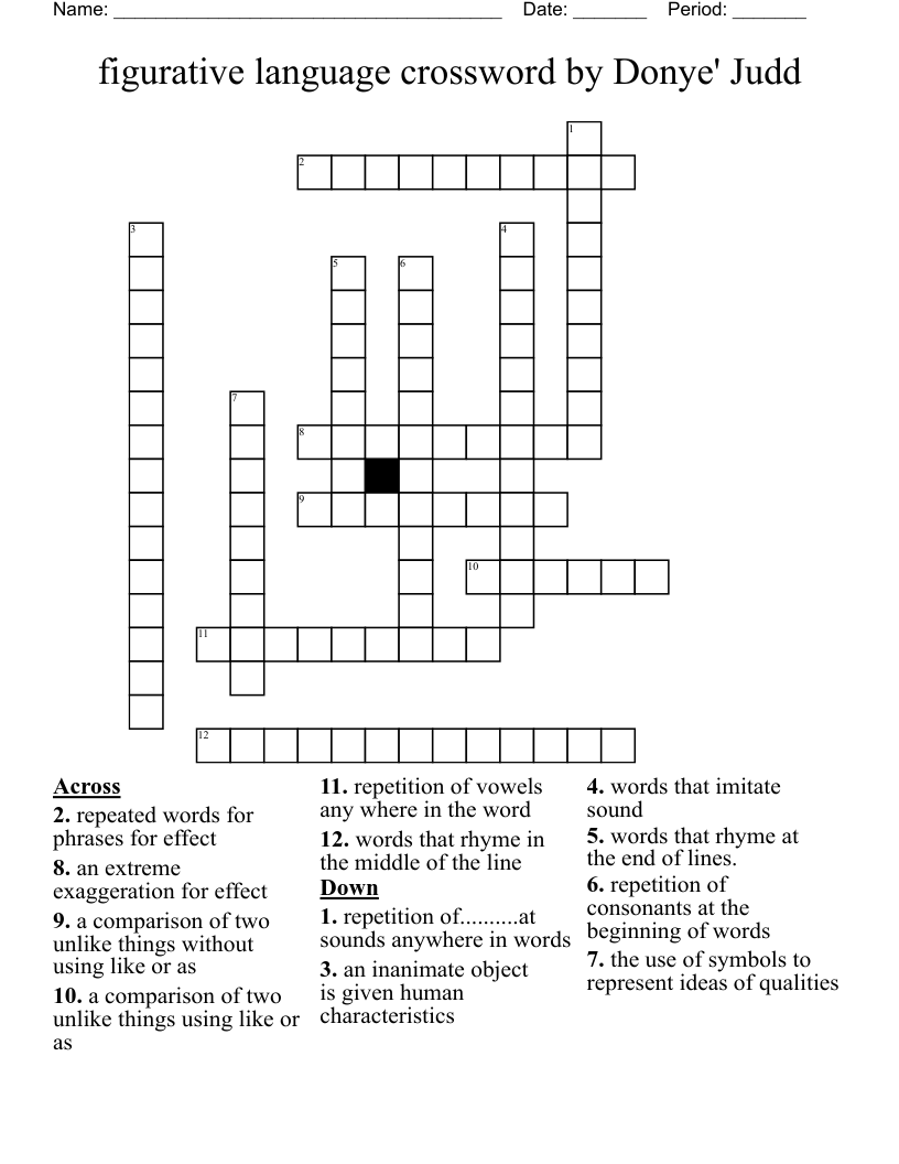 figurative language crossword by Donye' Judd 