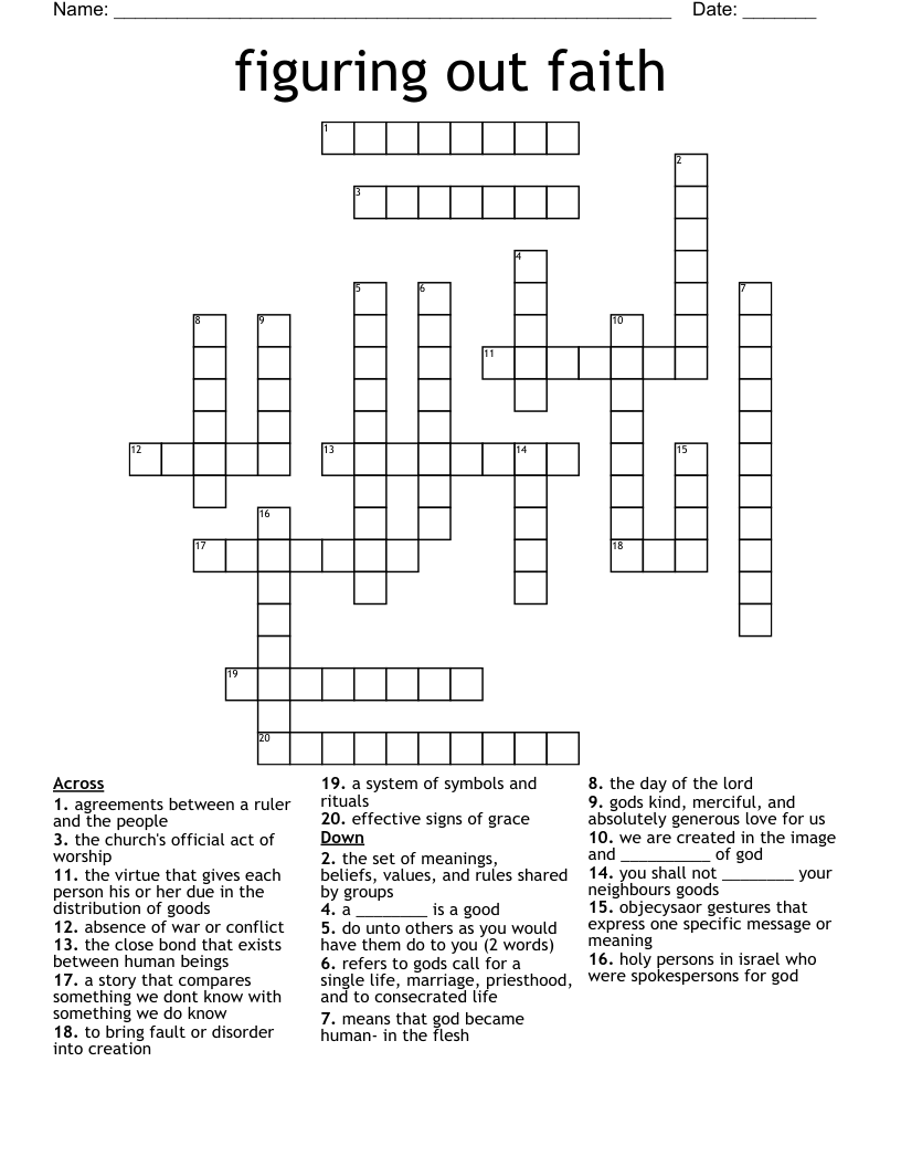 figuring out faith  Crossword
