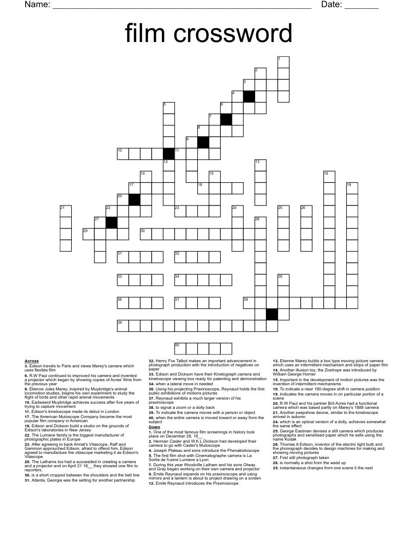 film crossword