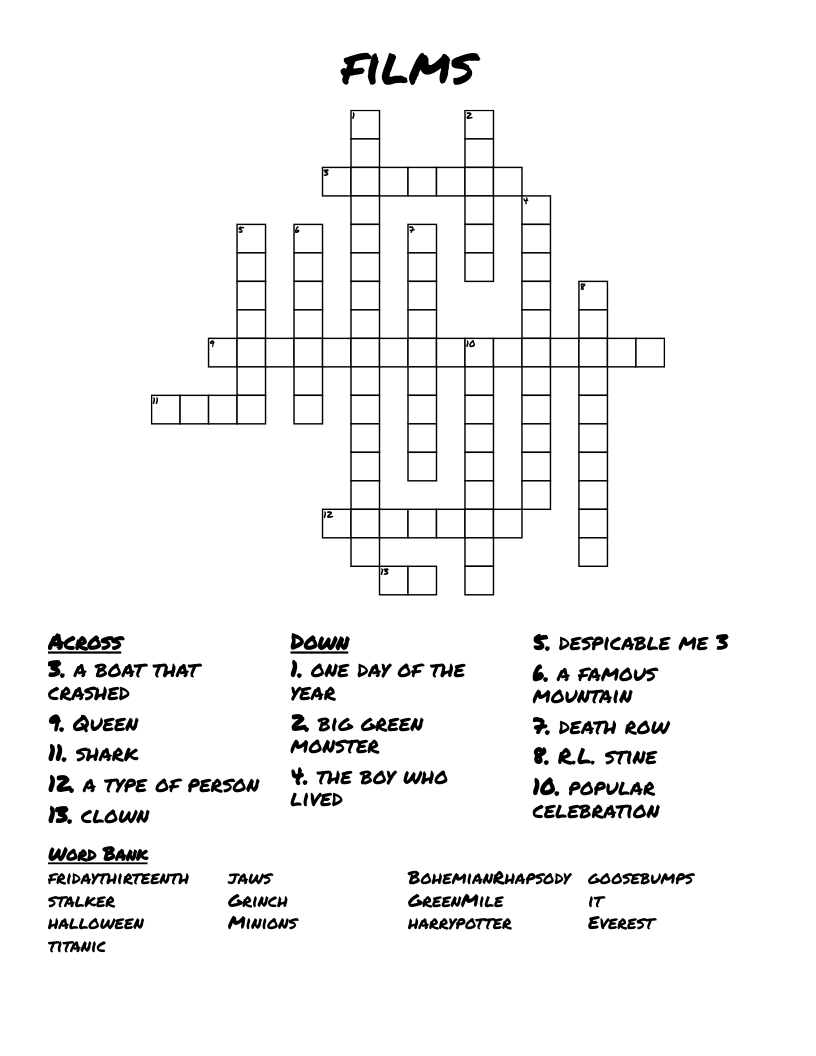 films Crossword