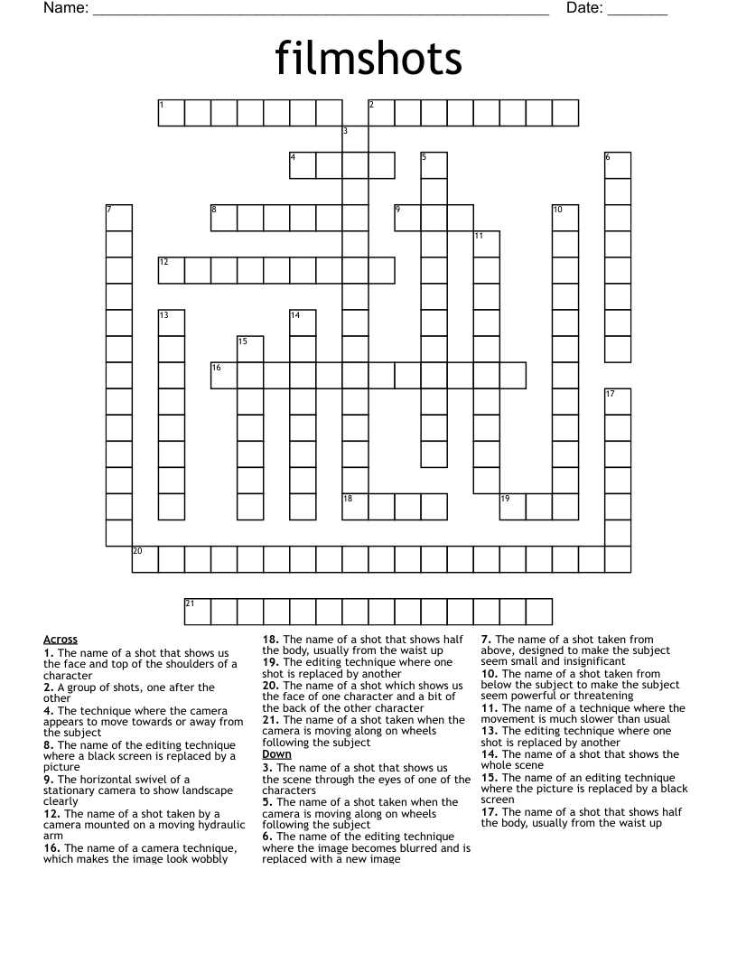 filmshots Crossword