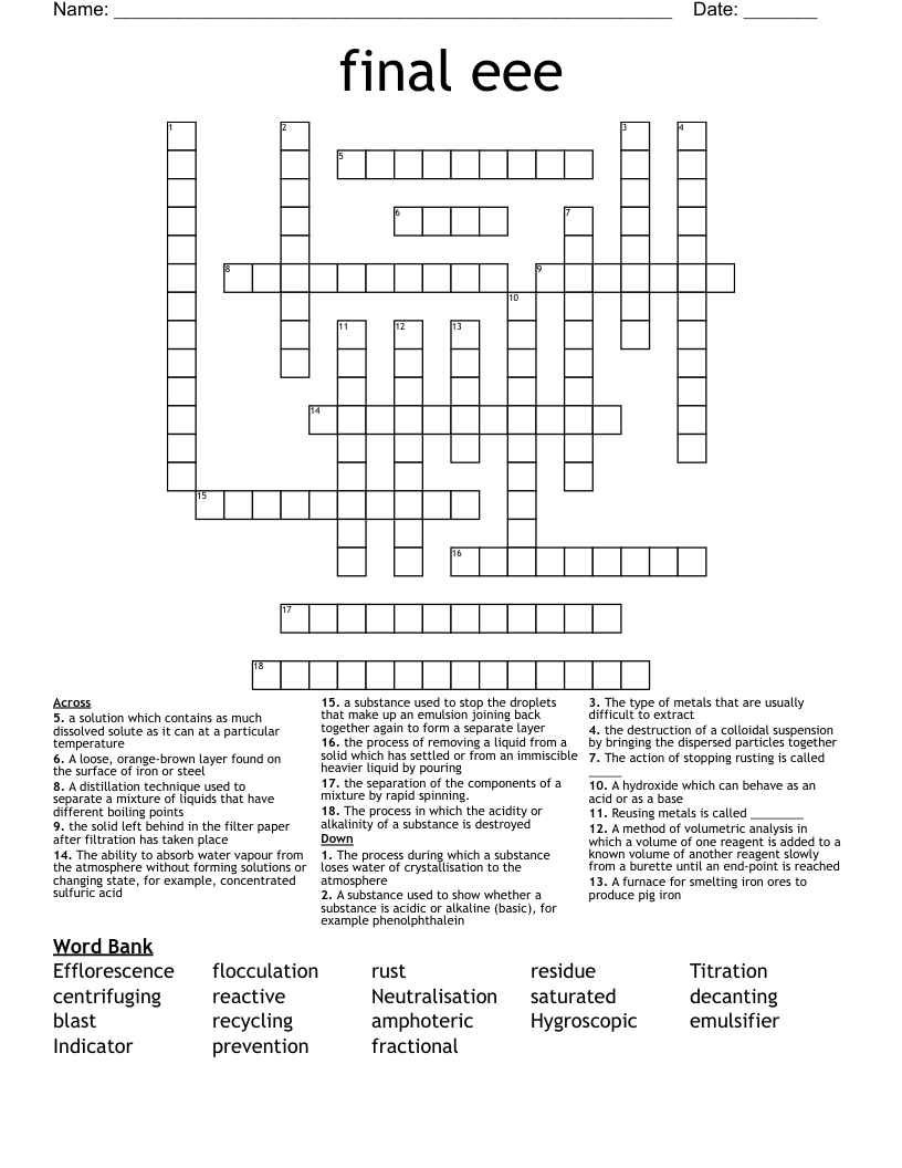 final eee Crossword