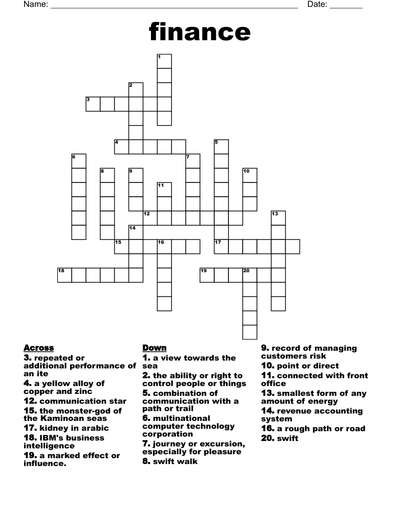 finance  Crossword