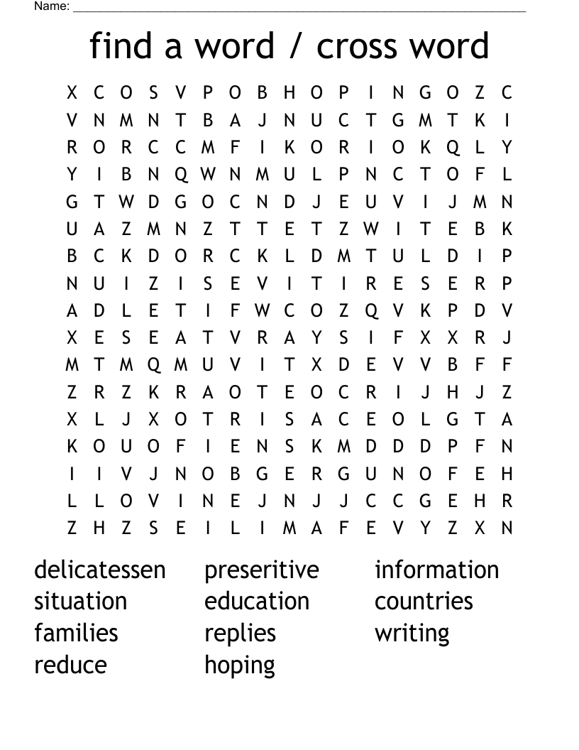find a word / cross word Word Search