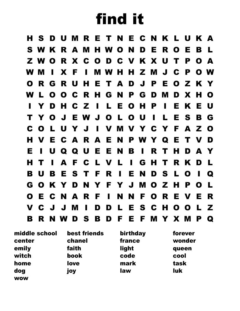 find it Word Search