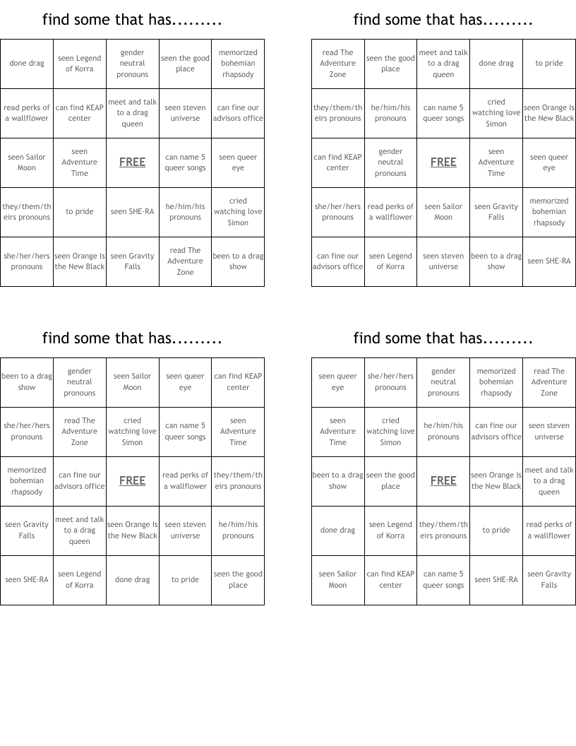 find some that has......... Bingo Cards