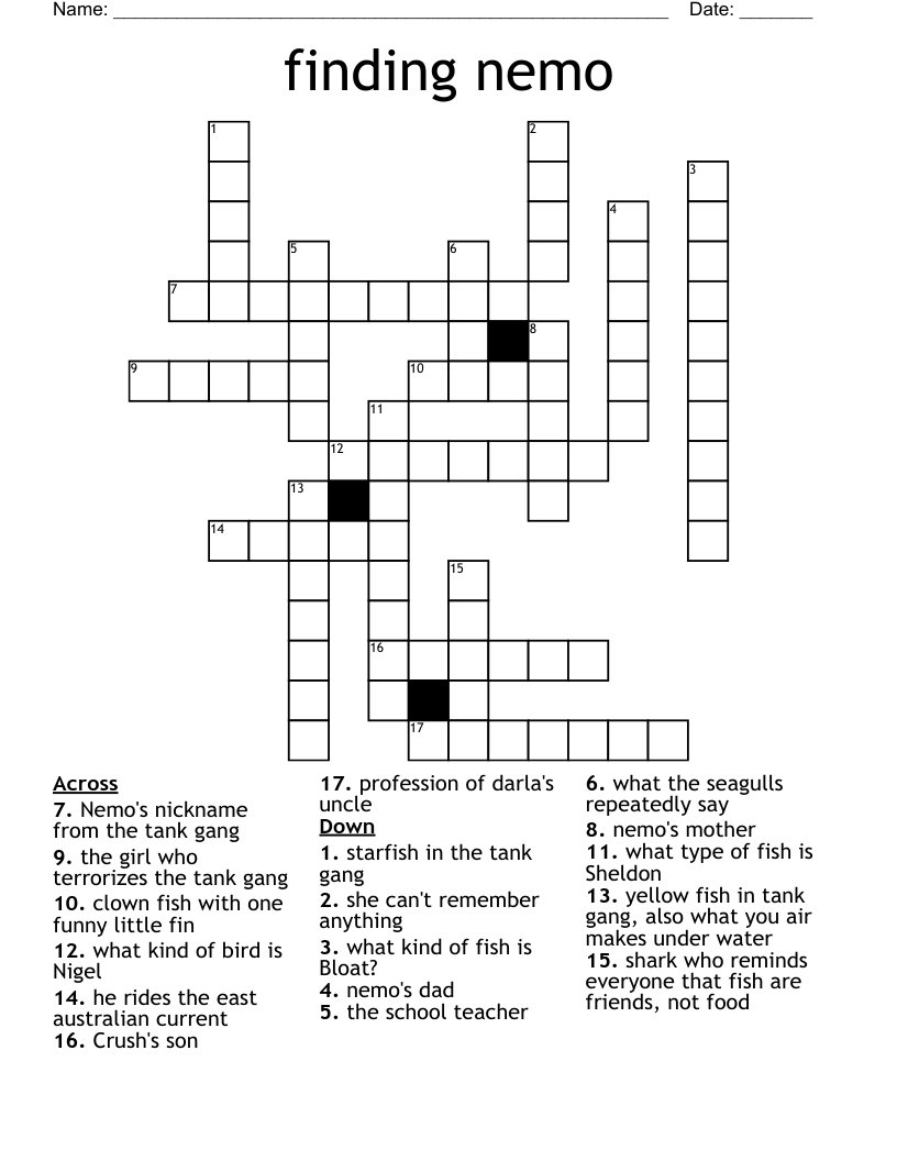 finding nemo Crossword