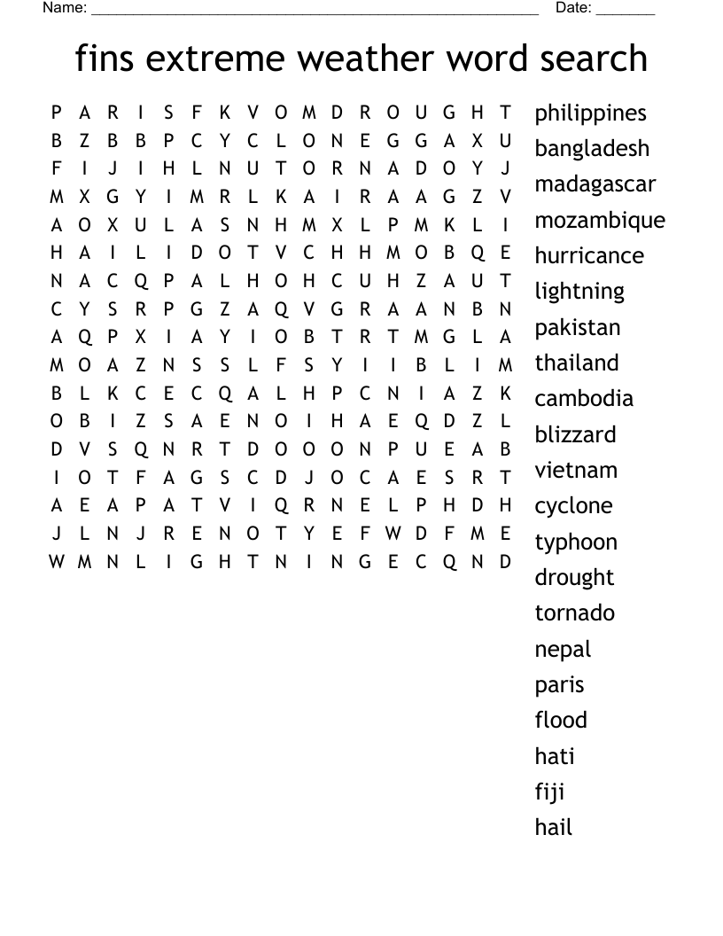 fins extreme weather word search