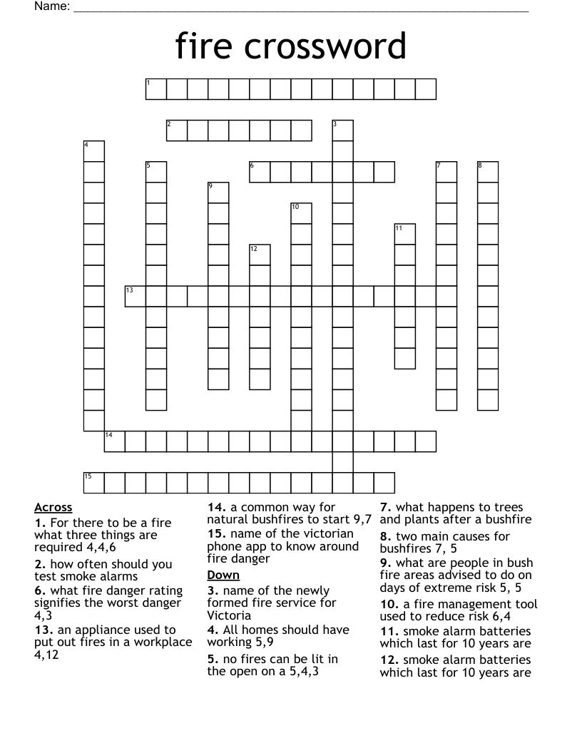 fire crossword