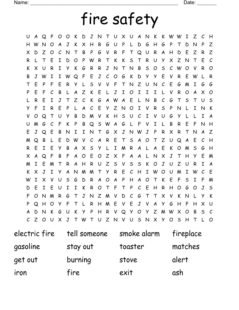 fire safety Word Search