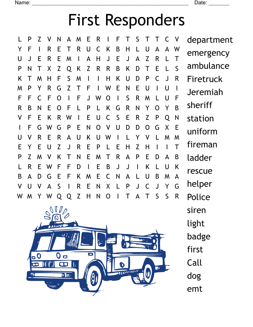First Responders Word Search