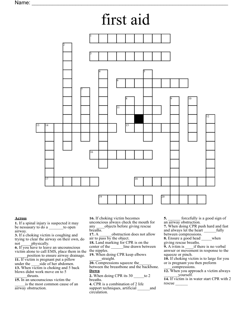 first aid Crossword