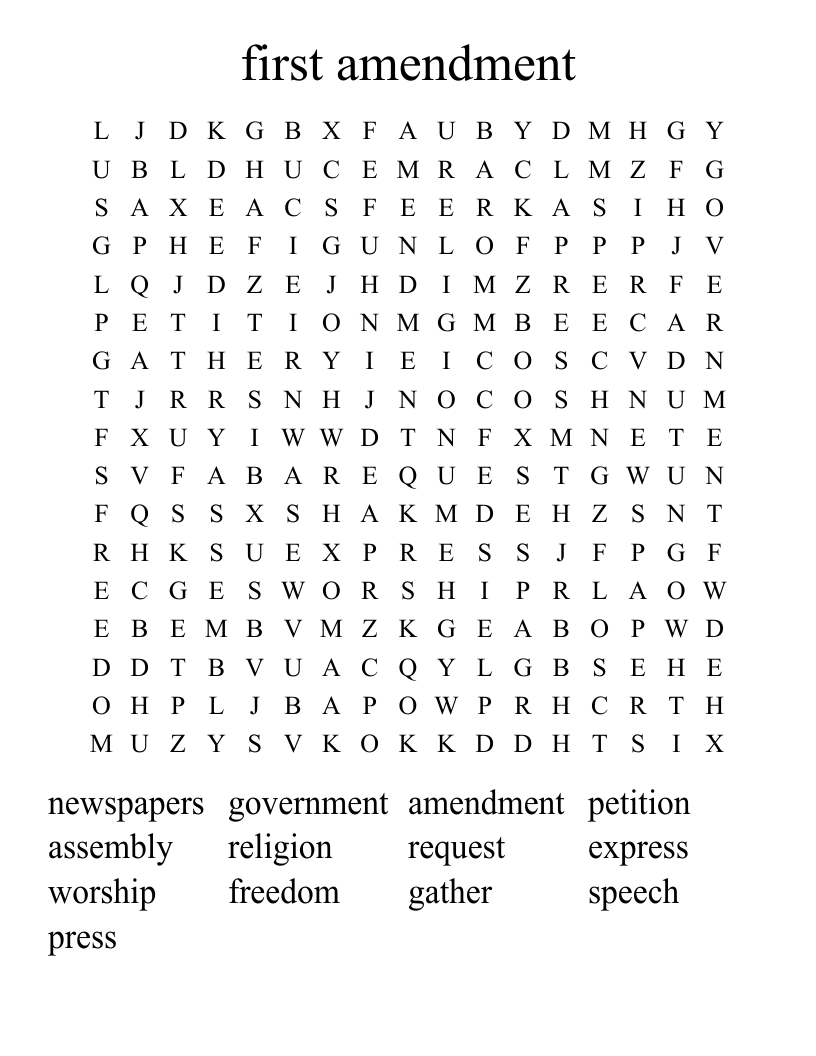 first amendment Word Search