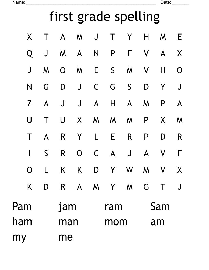 first grade spelling  Word Search