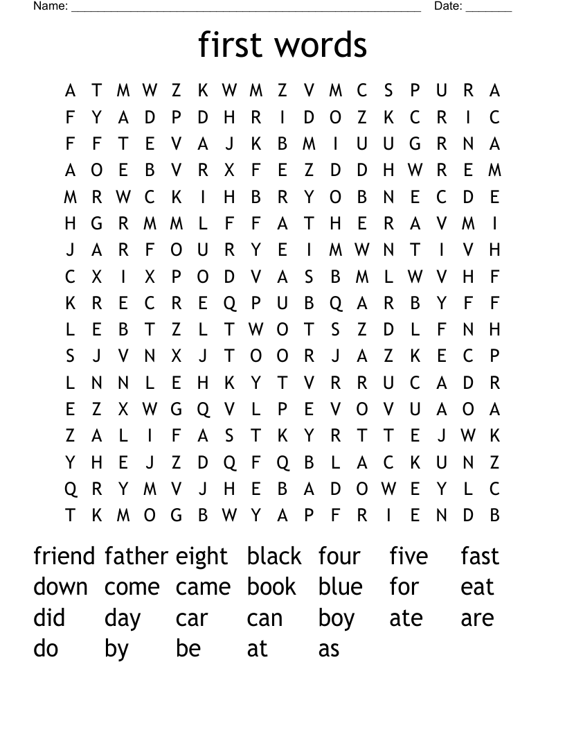 first words Word Search