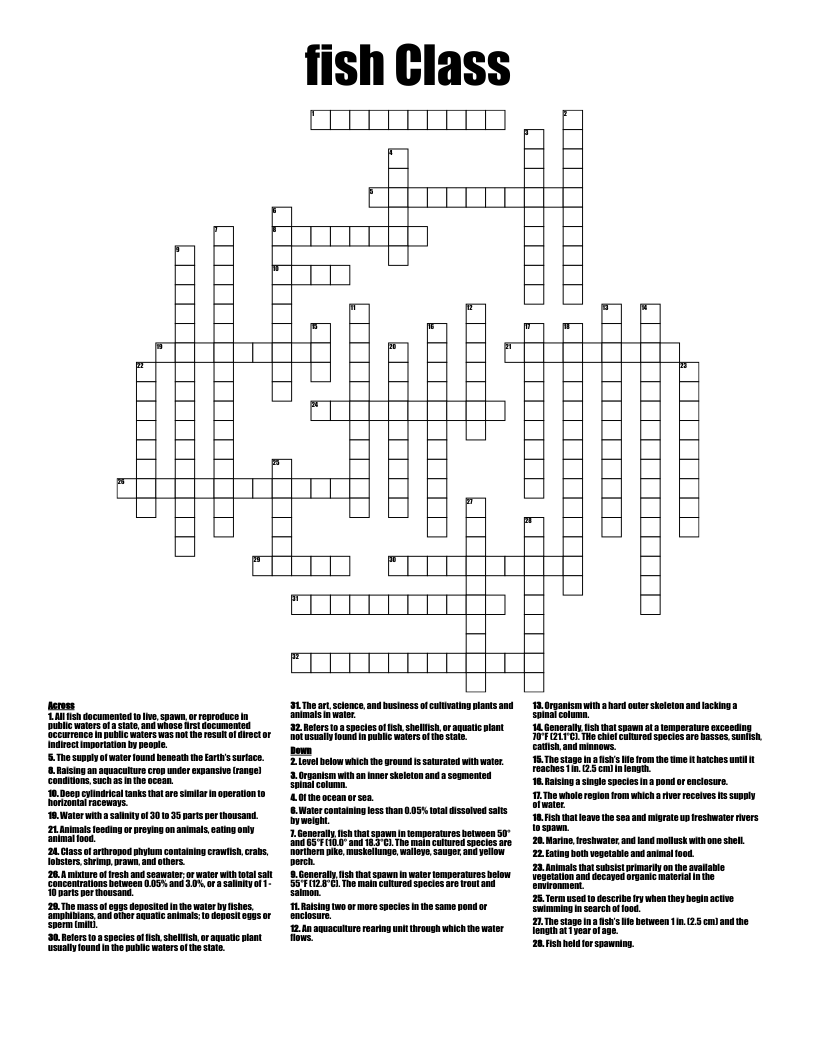 fish Class Crossword