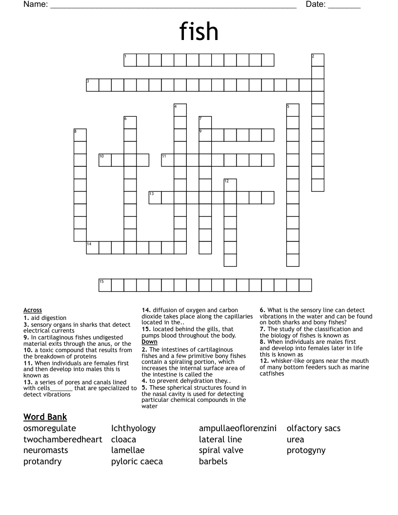 fish  Crossword