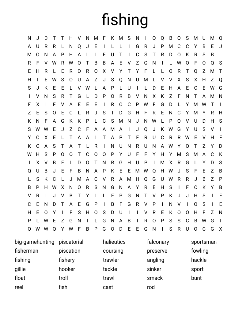 fishing  Word Search