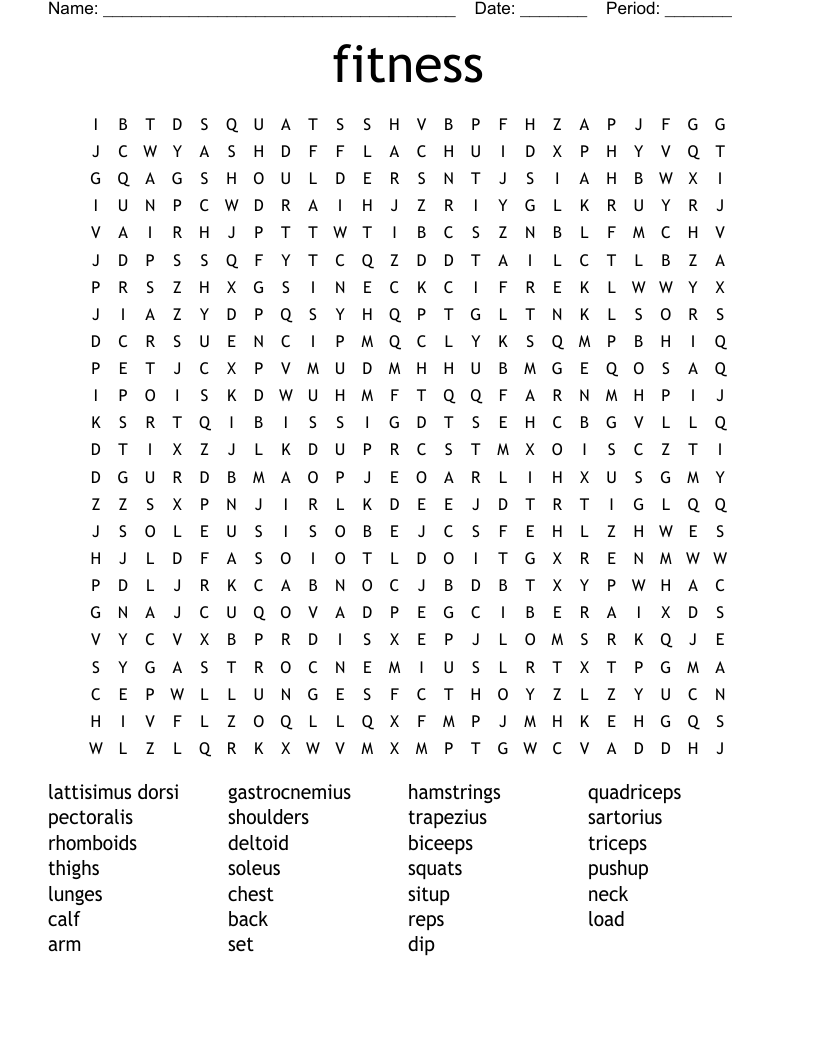 fitness Word Search
