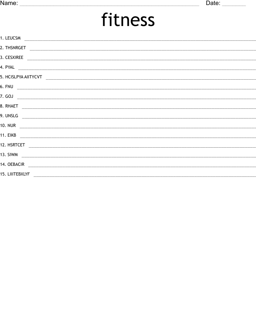 fitness  Word Scramble