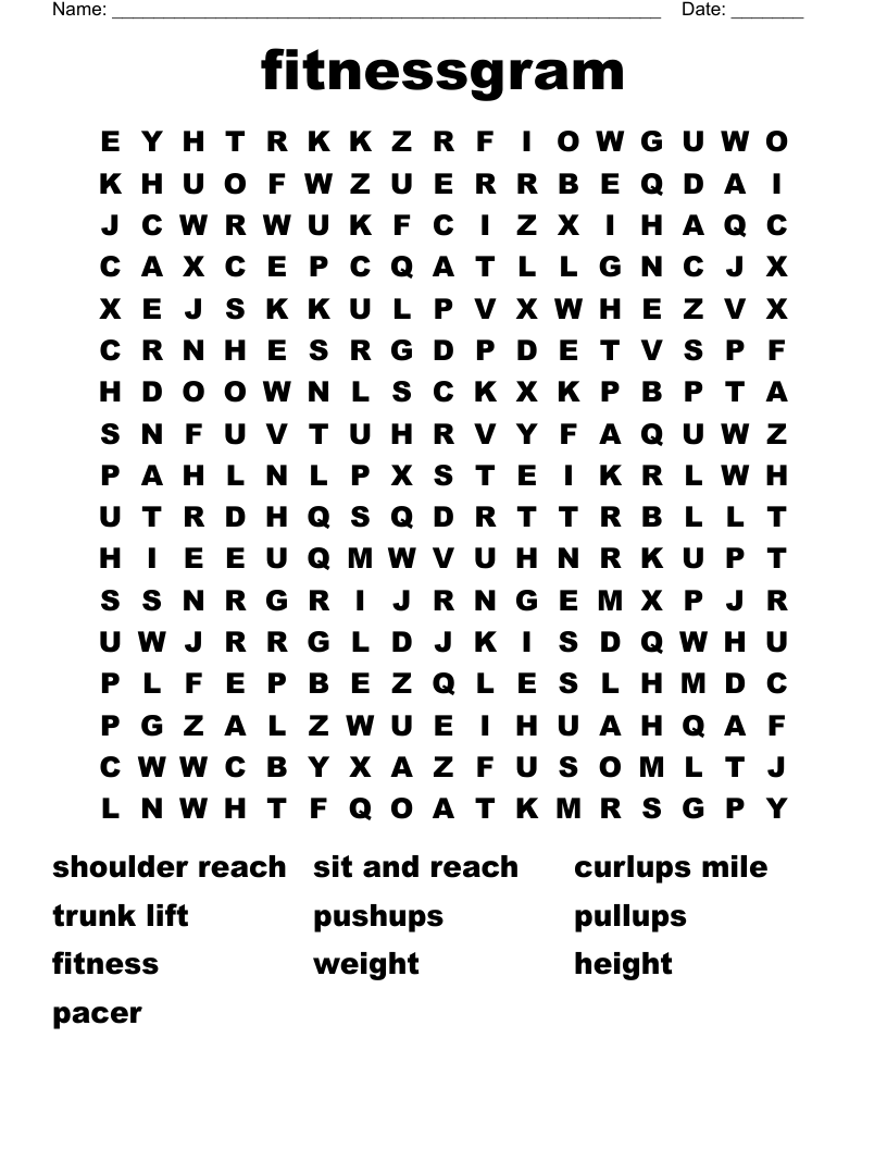 fitnessgram Word Search