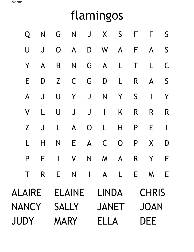 flamingos Word Search
