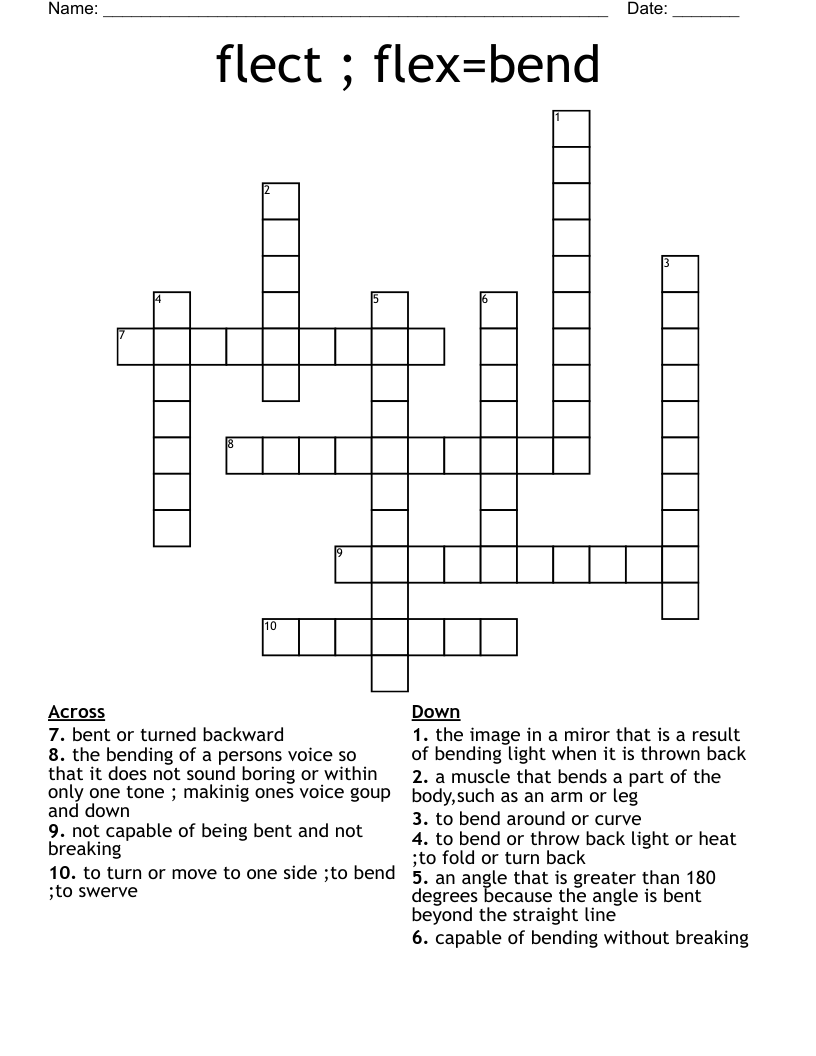 flect ; flex=bend Crossword