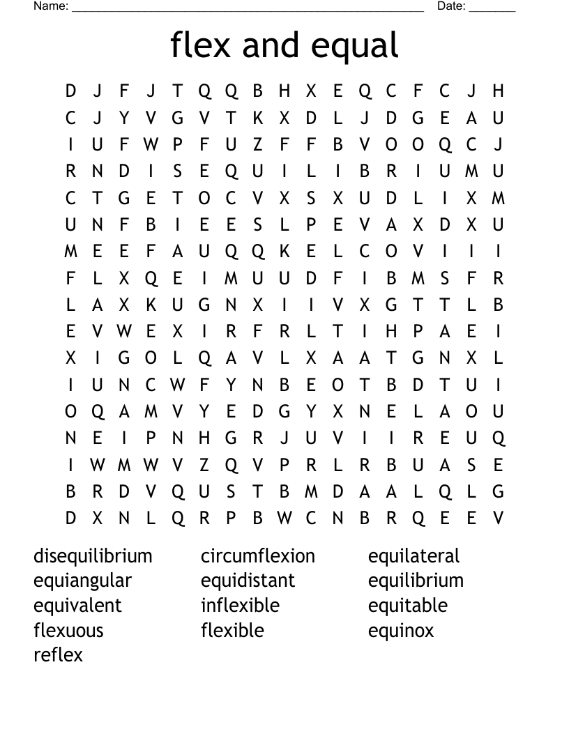 flex and equal Word Search