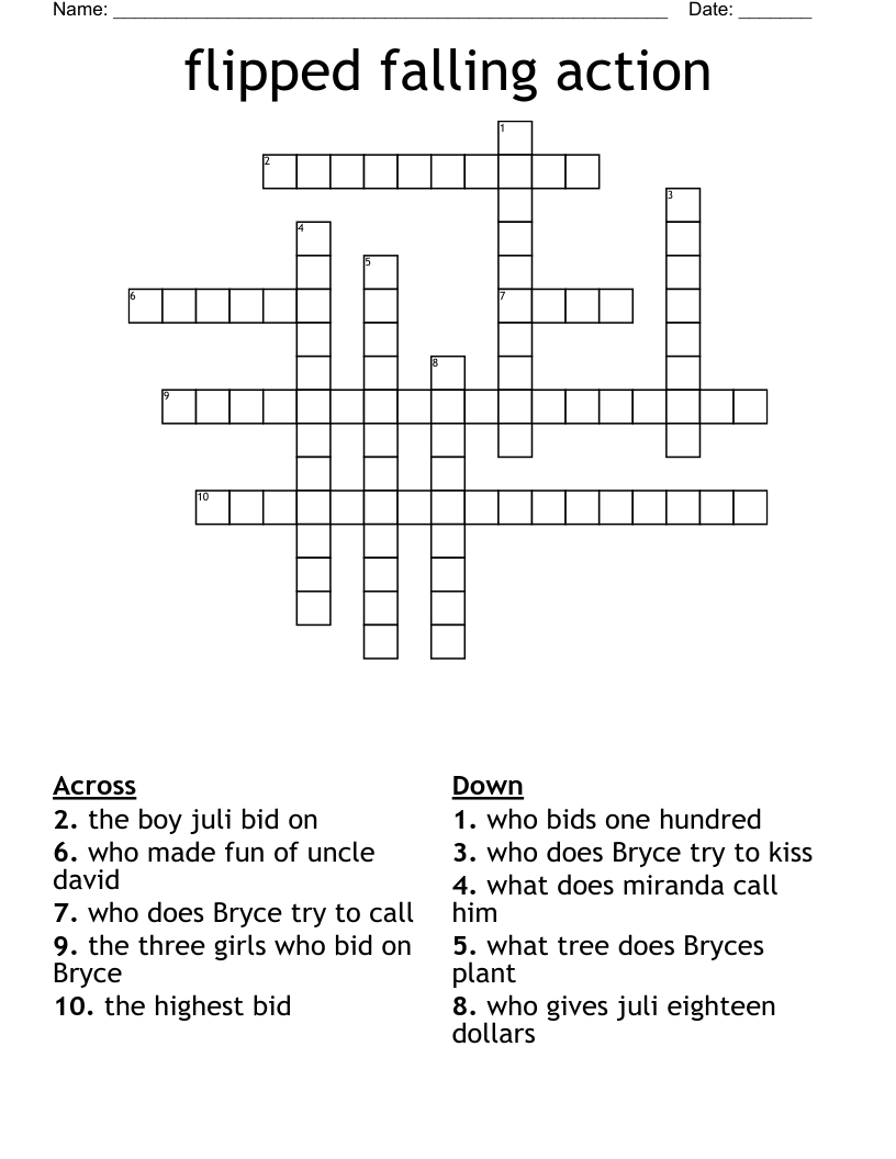 flipped falling action Crossword
