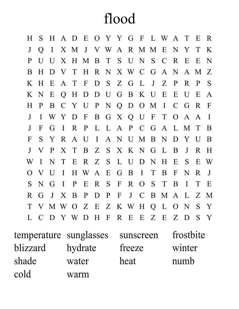 flood  Word Search
