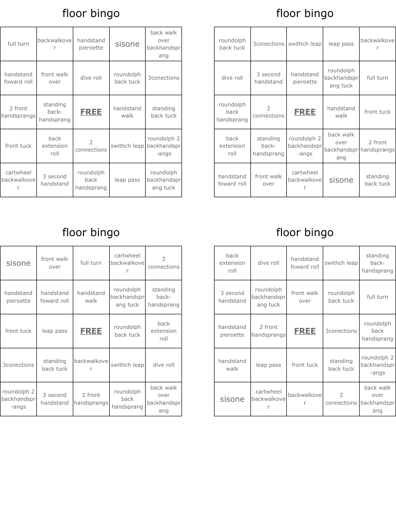 floor bingo