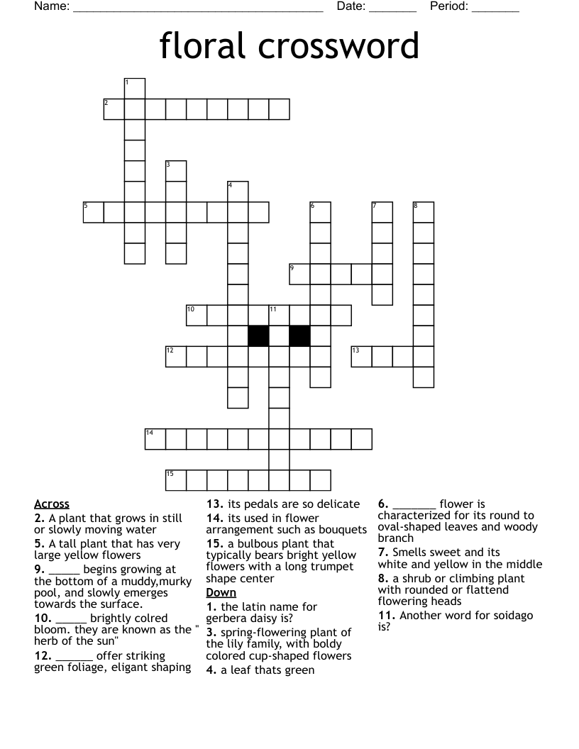 floral crossword 