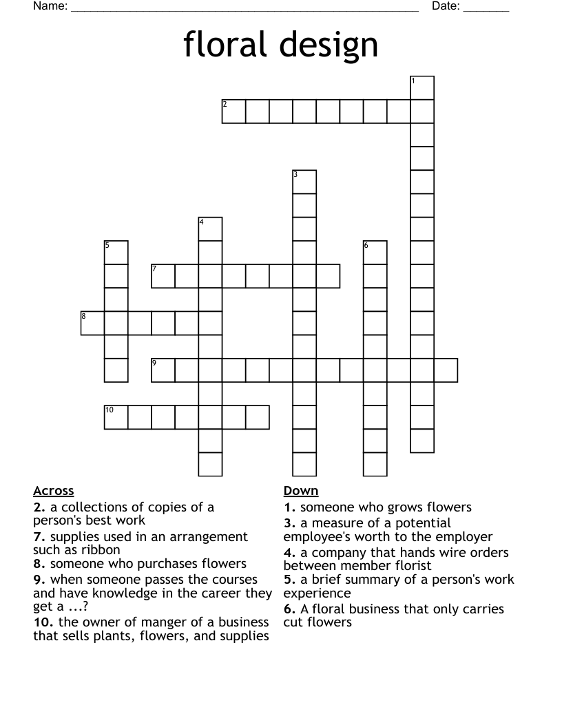 floral design Crossword