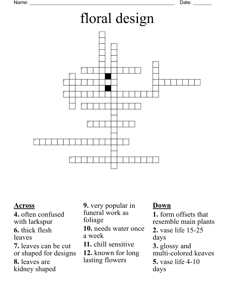floral design  Crossword
